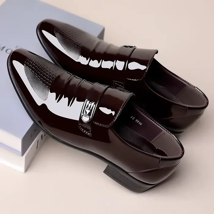 Chaussures de mariage décontractées pour hommes, respirantes, à bout pointu, en cuir, confortables, 