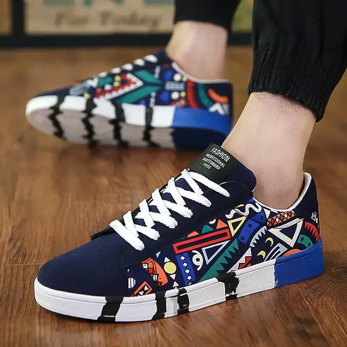 Baskets pour hommes mode Graffiti chaussures décontractées