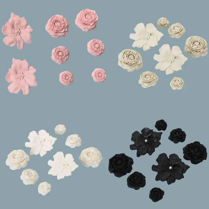 Ensemble de boucles de chaussures à trous de Bouquet blanc, accessoires de chaussures à fleurs 3D, breloques de décoration, boucles classiques en os pour pantoufles