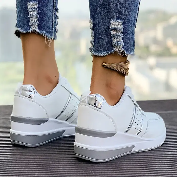 Baskets à Semelles Compensées Blanches Antidérapantes pour Femme