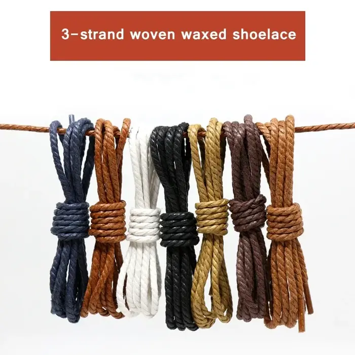 1 paire lacet lacets en cuir décontracté lacets ronds cirés chaussures Martin bottes chaussures de S