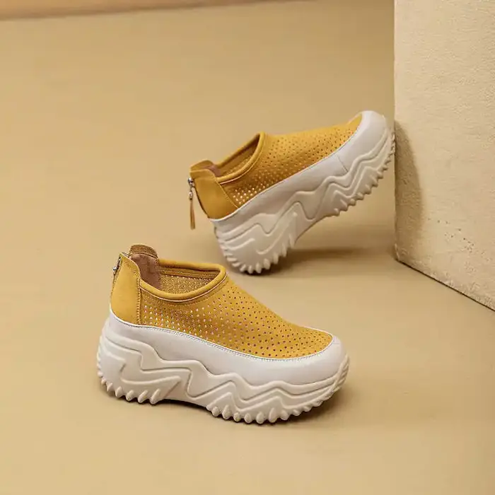 Chaussures plates à plateforme pour femme, baskets épaisses simples, respirantes, augmentant la tail