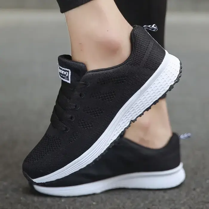 Femmes Chaussures Décontractées Mode Respirant Marche Maille FlatShoesSneakers Blanc Femme