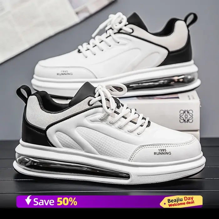 Coussin d'air hommes chaussures de course de sport décontracté respirant léger femmes confortable at