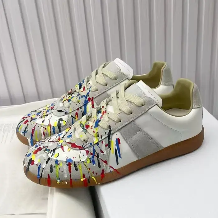 Printemps décontracté Derby chaussures femme hommes en cuir Patchwork bout rond