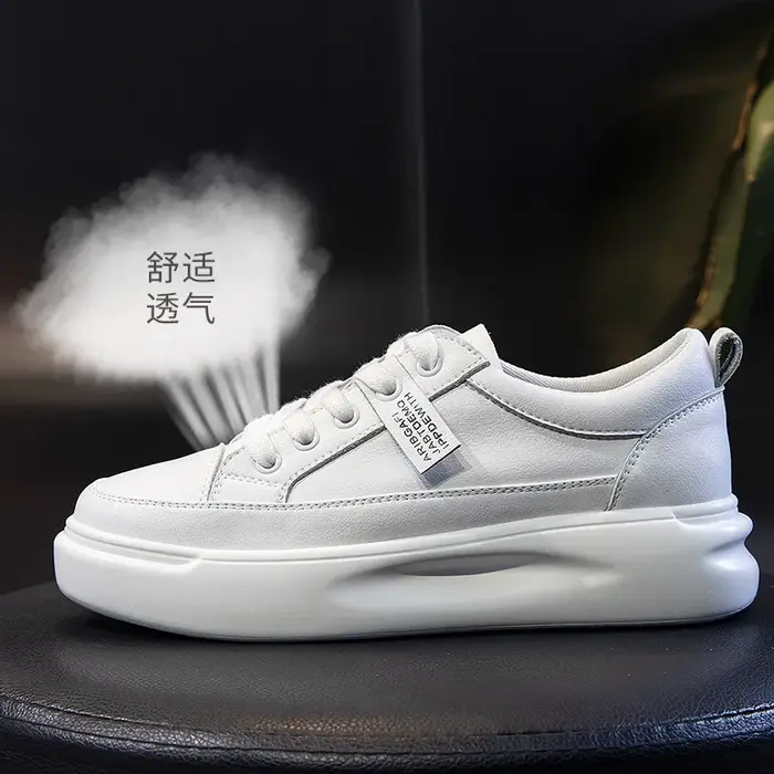 Baskets en cuir pour femme, nouvelle collection automne/hiver 2026, à semelle épaisse et plate, styl