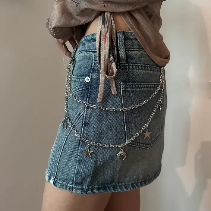 Ceintures en chaîne pour jean, Style Harajuku Street Hip-Hop Y2k, chaîne de taille Double couche per