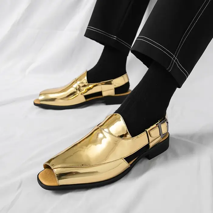 Sandales dorées de luxe pour hommes
