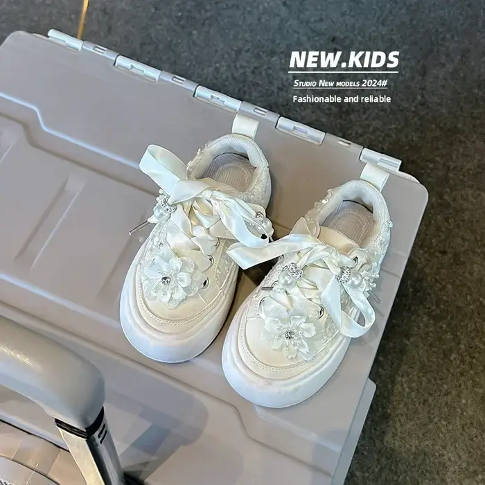 Chaussures de sport décontractées de style chinois pour filles, chaussures de princesse avec nœud de