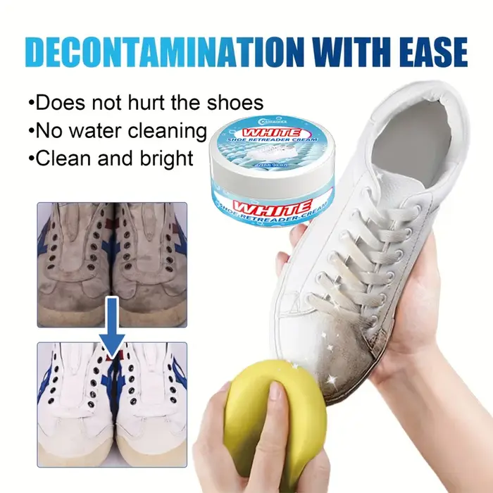 Crème Nettoyante et Rénovatrice pour Chaussures Blanches – Nettoyant et Redresseur de Brillance pour Baskets