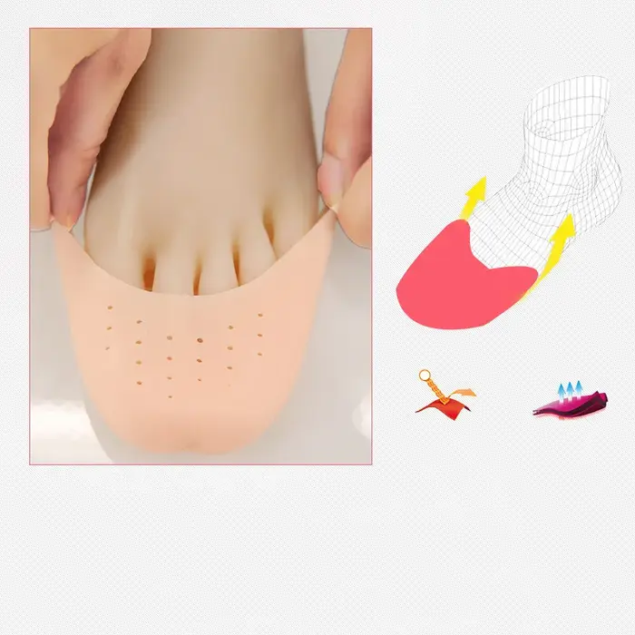 Coussinet de protection des orteils en Silicone pour l'avant-pied, demi-taille, semelle intérieure d