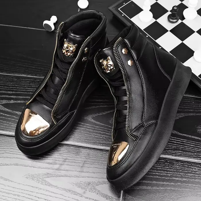 YRZL haut chaussures décontractées hommes baskets mode Skateboard chaussures léopard plate-forme cha