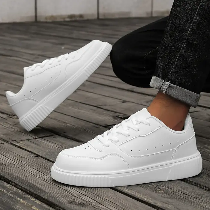 Baskets unisexes toutes saisons, chaussures décontractées pour hommes, chaussures à plateforme épaisse pour femmes, couleur unie, à lacets, chaussures minimalistes pour couples.