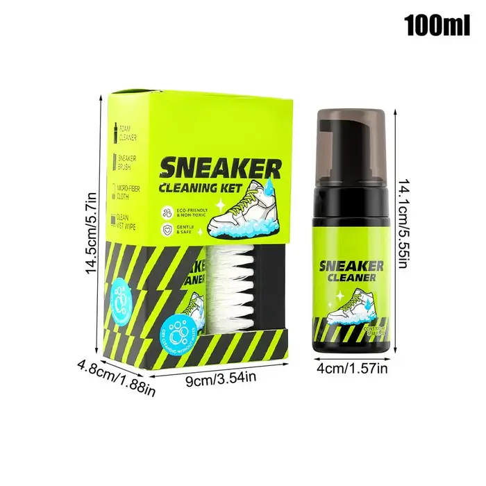 Nettoyant pour baskets 4 pièces 100ml Mousse sans rinçage Soin et dégraissant pour chaussures blanches