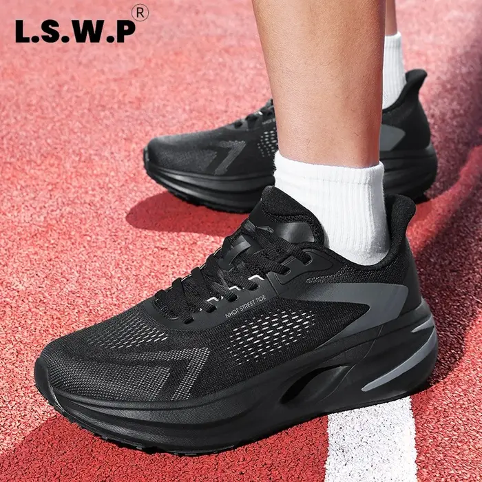 Chaussures de course sur route pour hommes - Respirantes, confortables, chaussures de course pour hommes, chaussures stables toutes saisons, chaussures de sport automne-hiver, tige en tissu à profil b