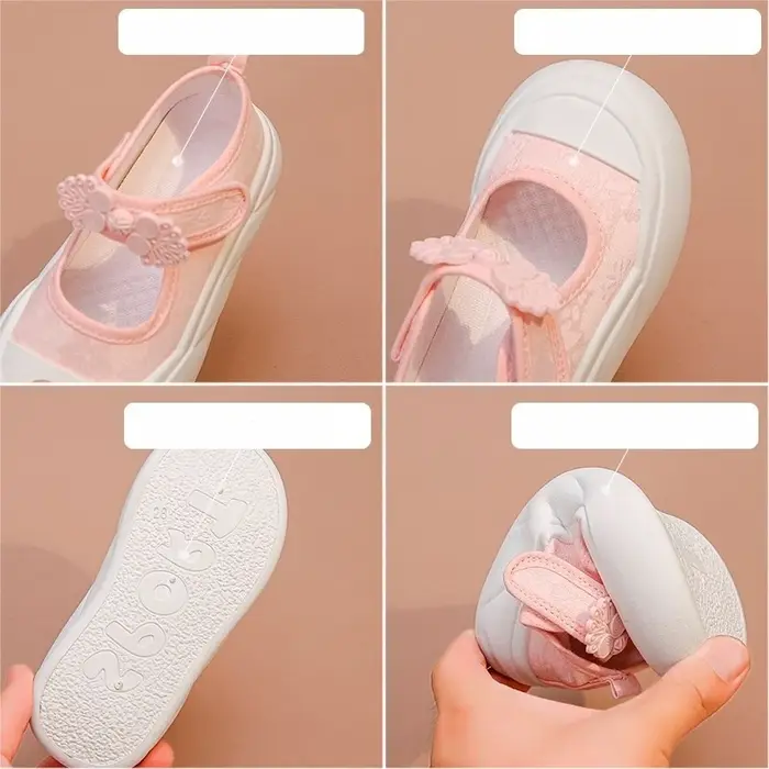 Chaussures décontractées en toile pour filles avec ornements mignons
