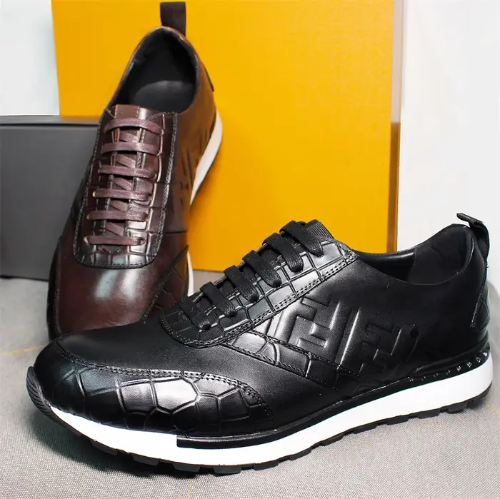 Baskets classiques en cuir véritable pour hommes