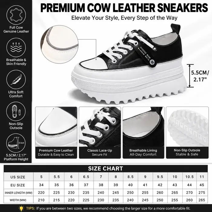 Fujin-Chaussures compensées à plateforme en cuir véritable