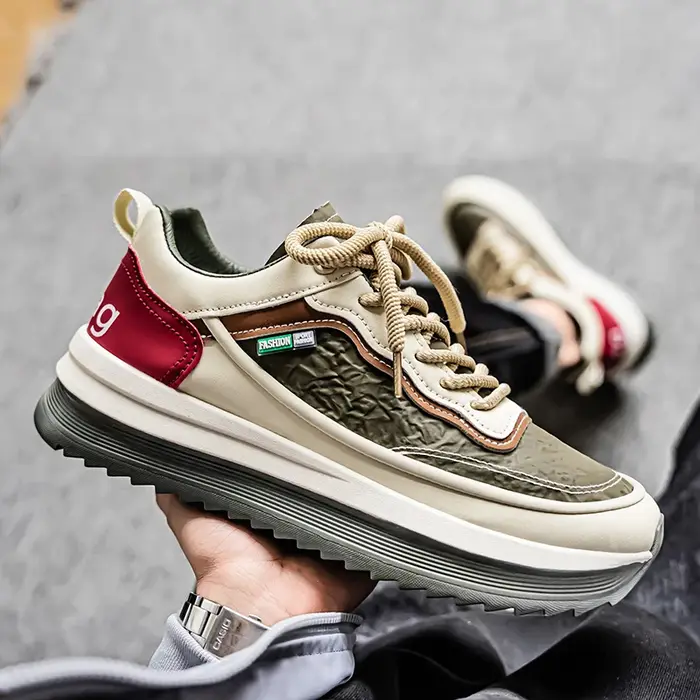 Baskets plateforme homme 2026 – Collection automne – Chaussures décontractées confortables antidérapantes en cuir souple – Idéales pour la course à pied