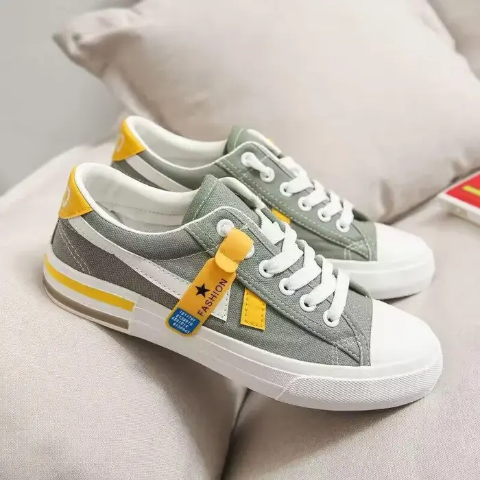 Nouvelles baskets blanches populaires pour femmes, chaussures basses en toile, nouveau style printem