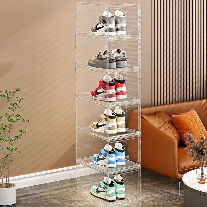 Boîte à chaussures transparente épaissie avec fermeture magnétique