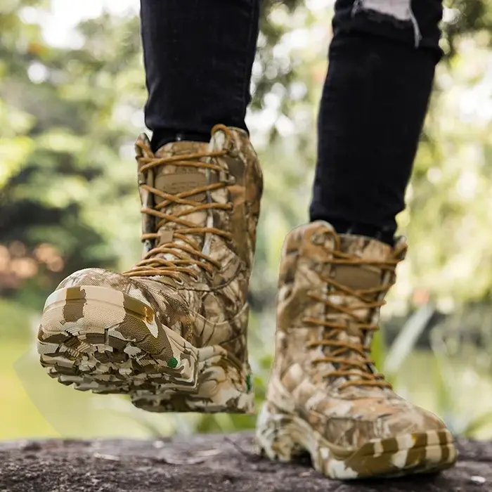 Nouveaux hommes bottes tactiques désert chasse randonnée chaussure à lacets en plein air cheville mâle étanche sécurité escalade chaussure formation armée botte