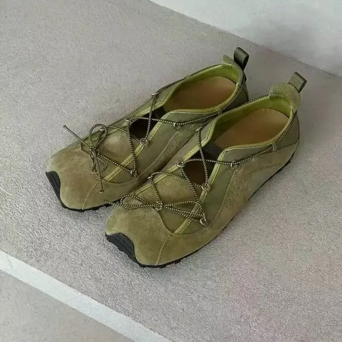 Chaussures décontractées vintage au design de niche, à lacets et cordon de serrage, plates pour l'ex