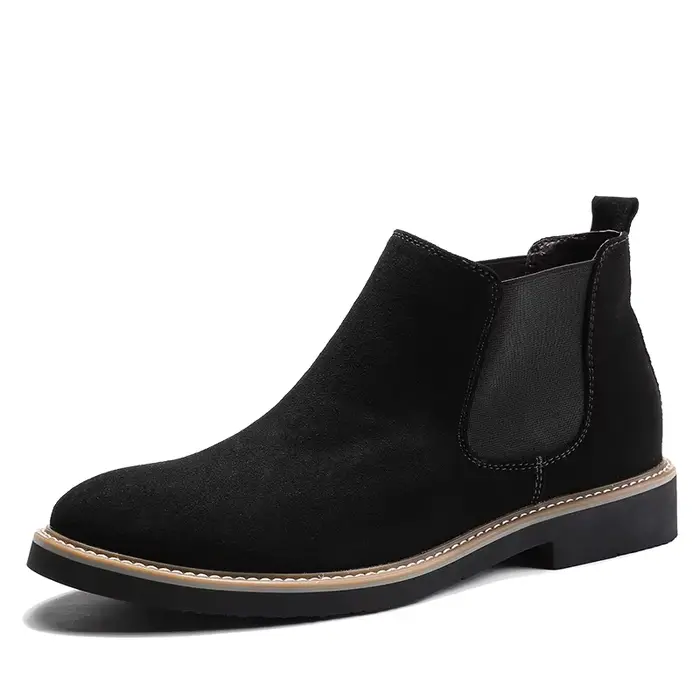Bottes de rinçage décontractées pour hommes, cuir suédé de vache, bottes de moto à enfiler, chaussur