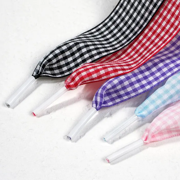 1 Paire de Lacets Mignons à Carreaux Vichy Pastel