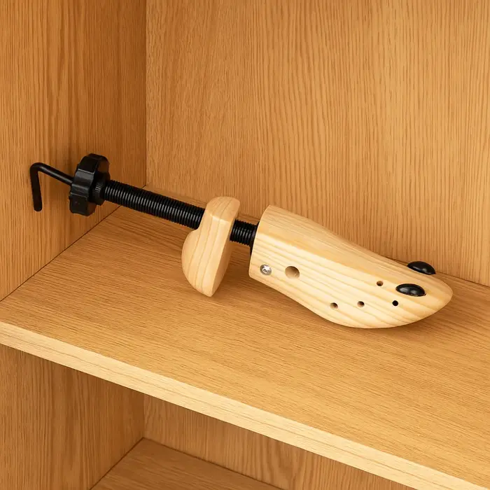 Embauchoirs en bois réglables pour chaussures, anti-plis, avec ressort de tension, EU34-46, pour l'entretien et l'extension des chaussures