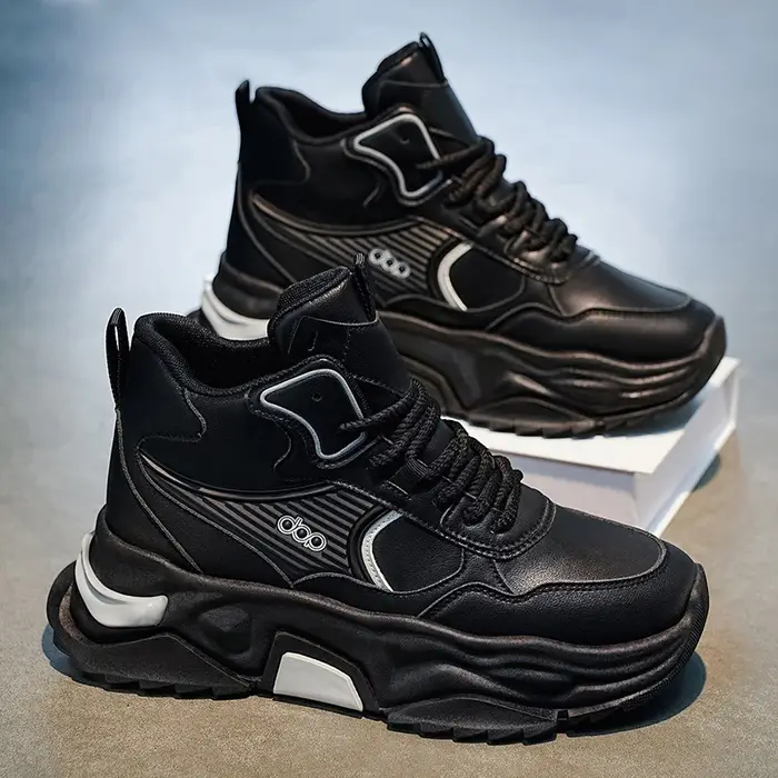 Chaussures montantes décontractées pour homme en cuir PU résistant à l'usure, nouvelle collection automne 2026, baskets antidérapantes tendance, bottines.