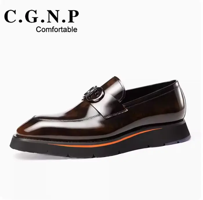 Chaussures en Cuir à Semelles Épaisses pour Homme