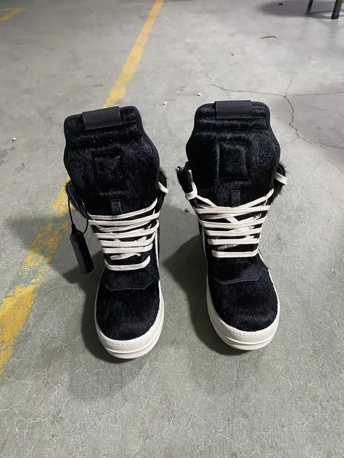 Baskets montantes en cuir véritable et fourrure pour homme