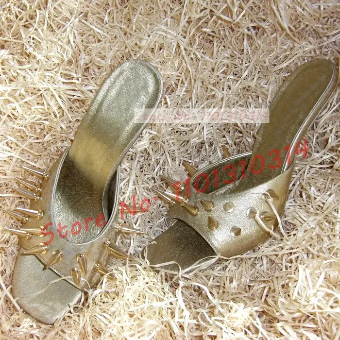 Mules à pointes métalliques à bout ouvert pour femmes
