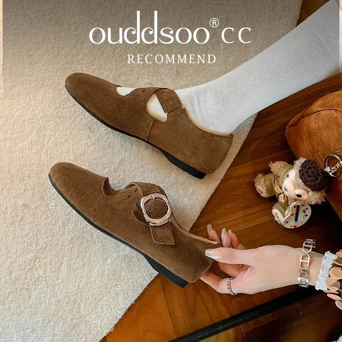 Ods femmes chaussures plates bout rond luxe peu profond baskets mode boucle sangle mocassins