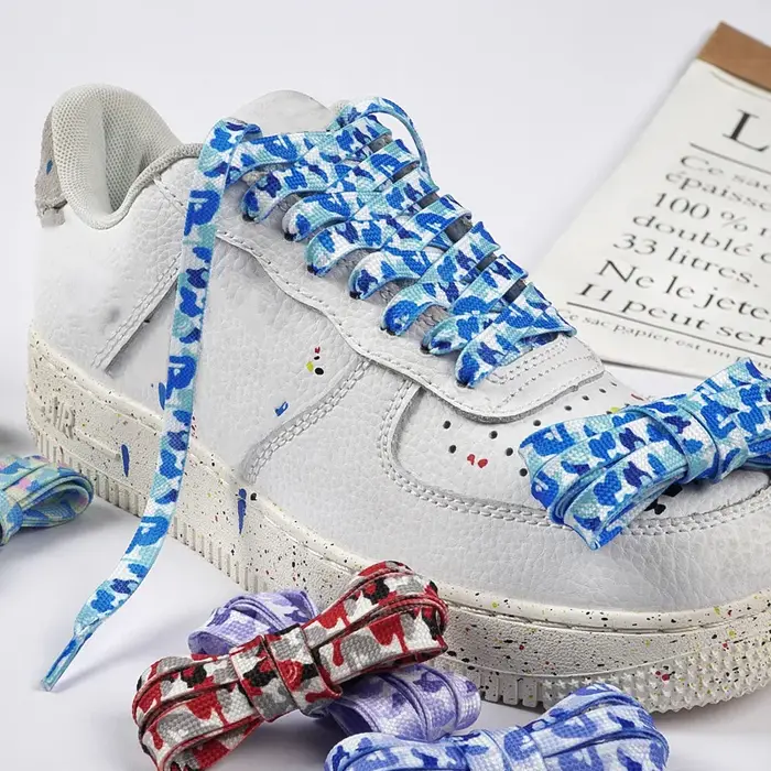 Lacets de chaussures plats imprimés de Camouflage pour baskets