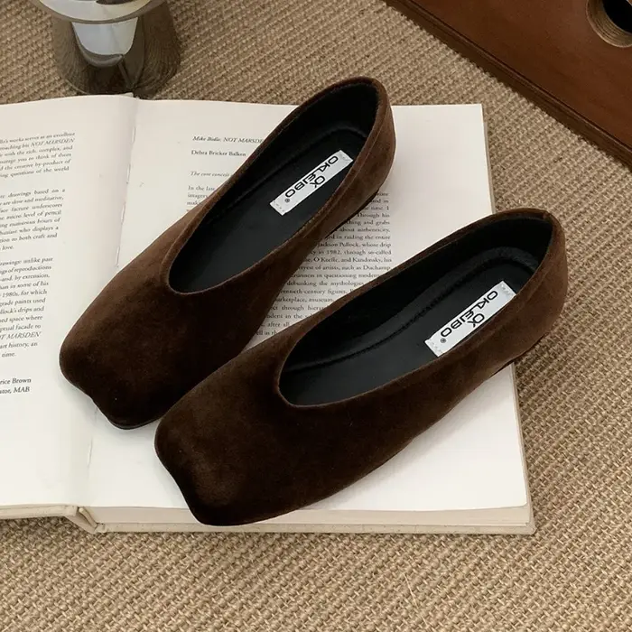 Nouvelles Chaussures Rétro pour Femme – Chaussures Décontractées en Daim à Bout Carré, Élégantes et