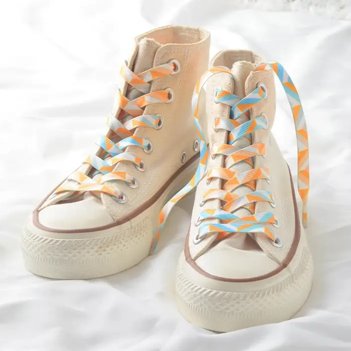 Crème glacée lacets de chaussures colorés pour Tennis lacets dégradés plats pour baskets arc-en-ciel