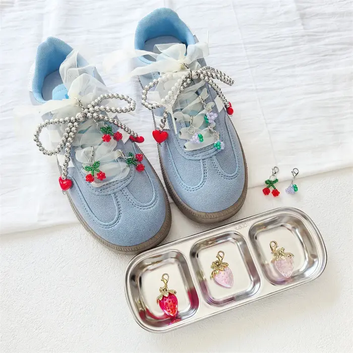 Lacets de chaussures en perles de raisin cerise