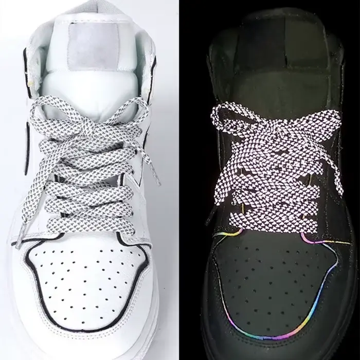 1 paire de lacets réfléchissants plats de 3M pour baskets brillent la nuit être Applicable AF1/AJ Sp