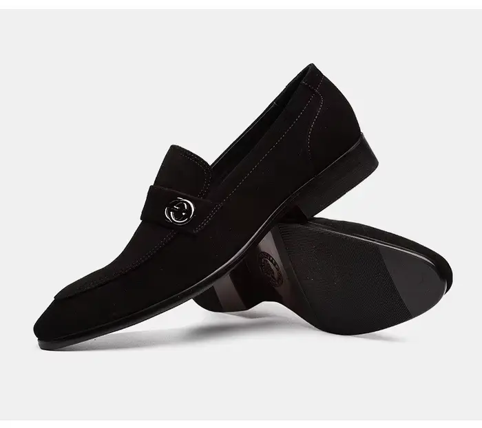 Chaussures en cuir d'affaires européennes pour hommes, chaussures pour hommes en cuir véritable mat,