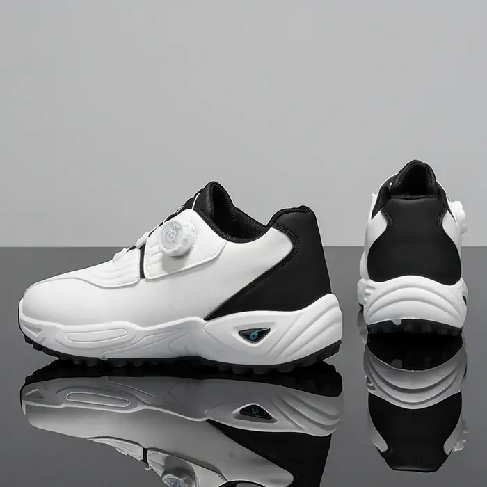 Chaussures de golf pour hommes : baskets athlétiques antidérapantes de haute qualité équipées d'un bouton rotatif pour un confort ultime !