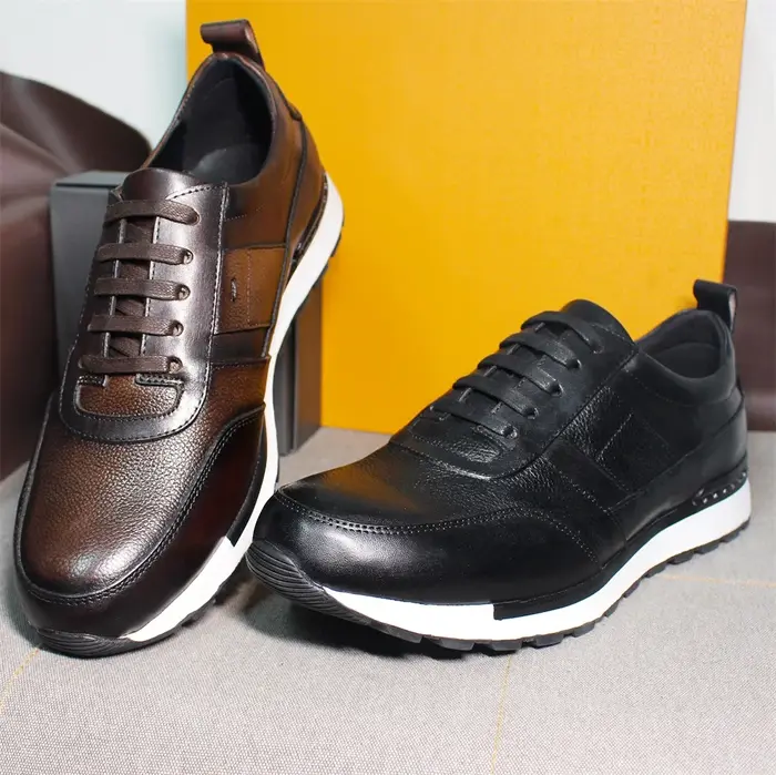 Baskets classiques en cuir véritable pour hommes