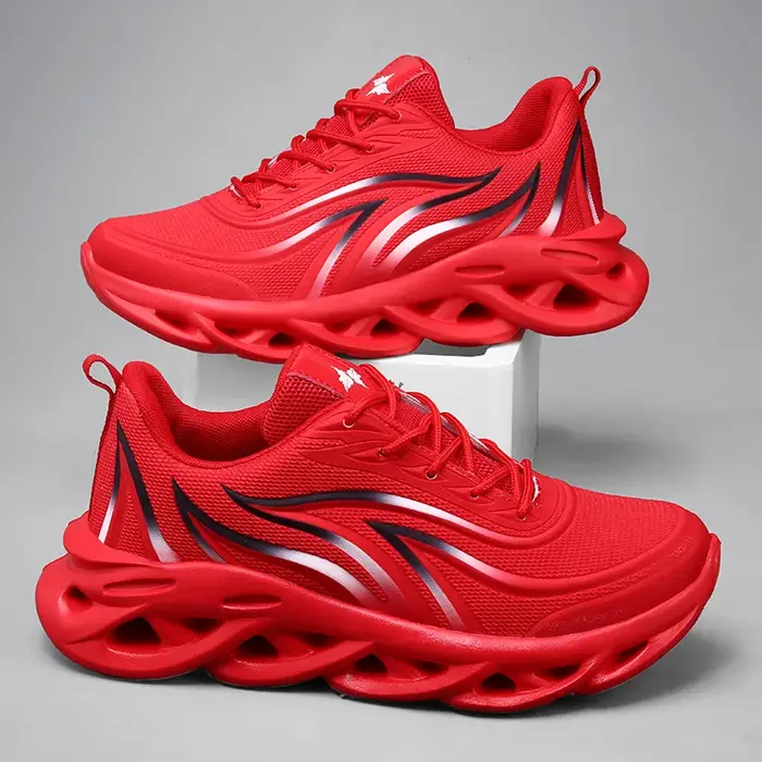Chaussures de course hommes mode sport athlétique lame amorti baskets tricot Jogging formateurs flamme imprimé chaussure