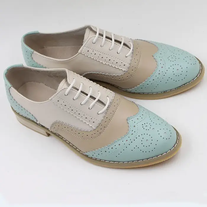 Chaussures Oxfords en cuir véritable pour femmes, chaussures plates, chaussures simples, couleurs mé