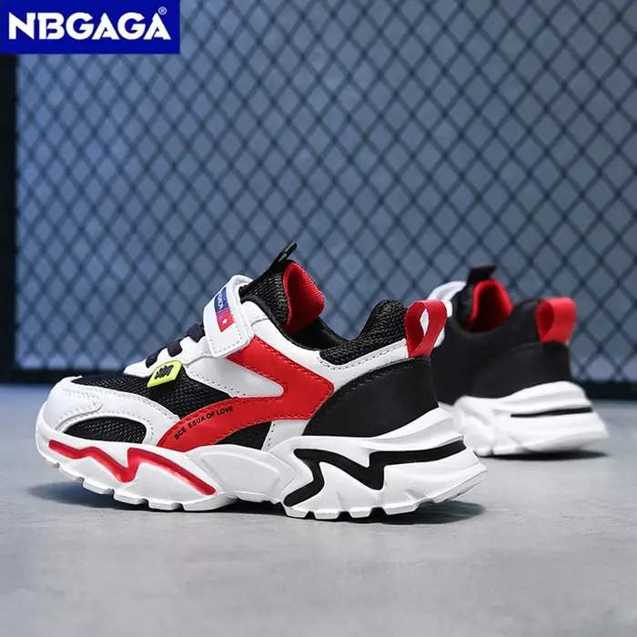 Chaussures de sport en cuir pour enfants, baskets respirantes pour enfants, chaussures de marche décontractées, chaussures de course en plein air pour garçons, maille confortable, mode