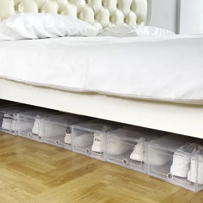 Boîtes à chaussures transparentes empilables