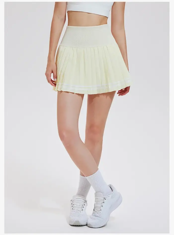 Jupe de sport pour femme, plissée, mi-longue, séchage rapide, avec doublure, idéale pour le tennis, le fitness, le yoga et le badminton