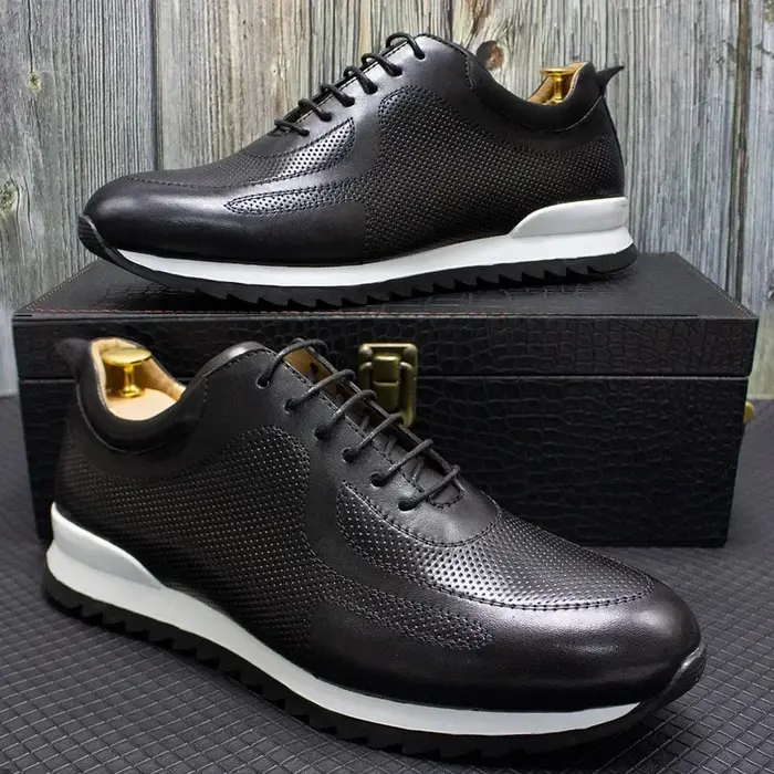 Baskets de luxe en cuir véritable pour hommes, chaussures Oxford classiques décontractées confortabl