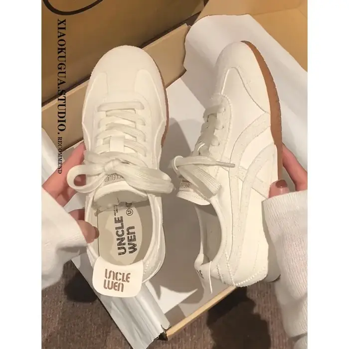 Chaussures de sport décontractées légères en cuir véritable rétro pour femmes